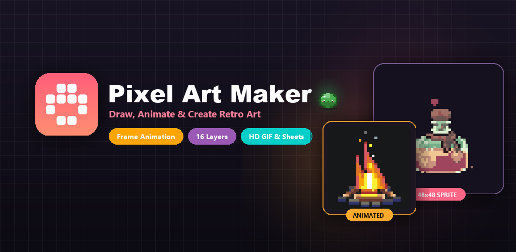 Pixel Art Maker - Draw, Animate & Create Retro Art