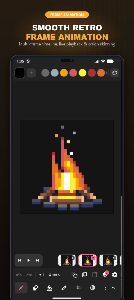 Smooth Retro Frame Animation and Onion Skinning